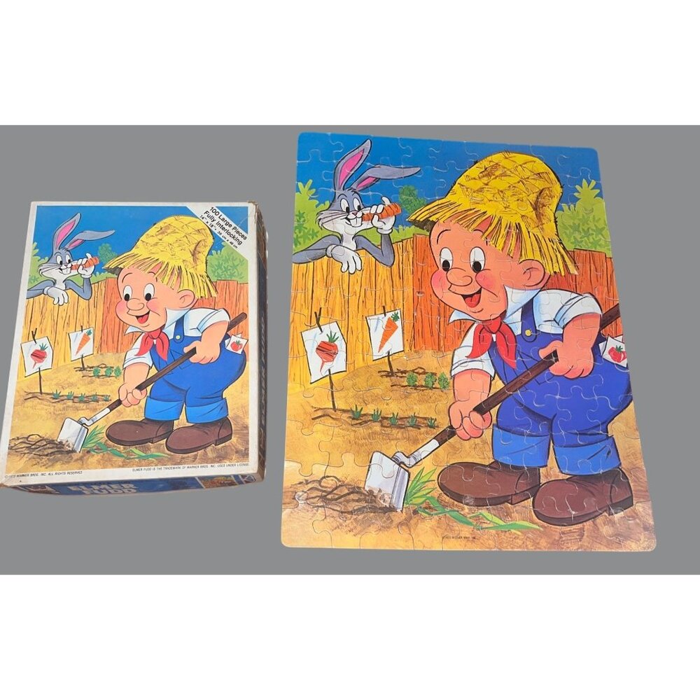 Vintage Elmer Fudd Puzzle Bugs Bunny Looney Tunes Whitman 100pc Complete
